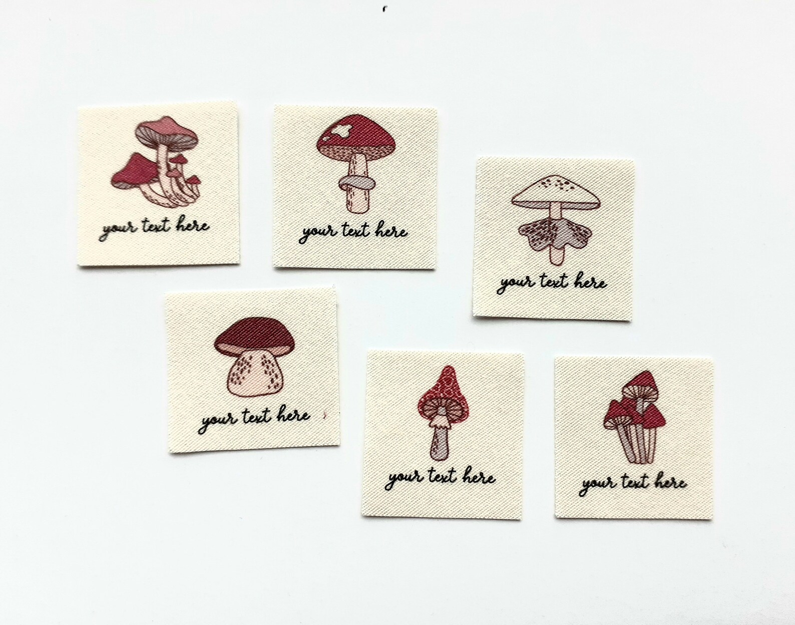Mushroom Fabric Labels: Personalized Organic Cotton Name Tags - Etsy