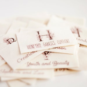 Floral Monogram Fabric Labels, organic cotton sewing tags for handmade items and clothing, customized image 2