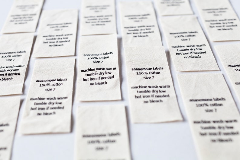 Natural Garment Care Labels for Handmade Items Washing Care Tags, Printed on Organic Cotton image 3