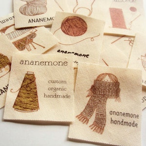 Personalized Knitting Labels, Fabric Tags for Handmade Items Crochet or Knitting Gift image 4