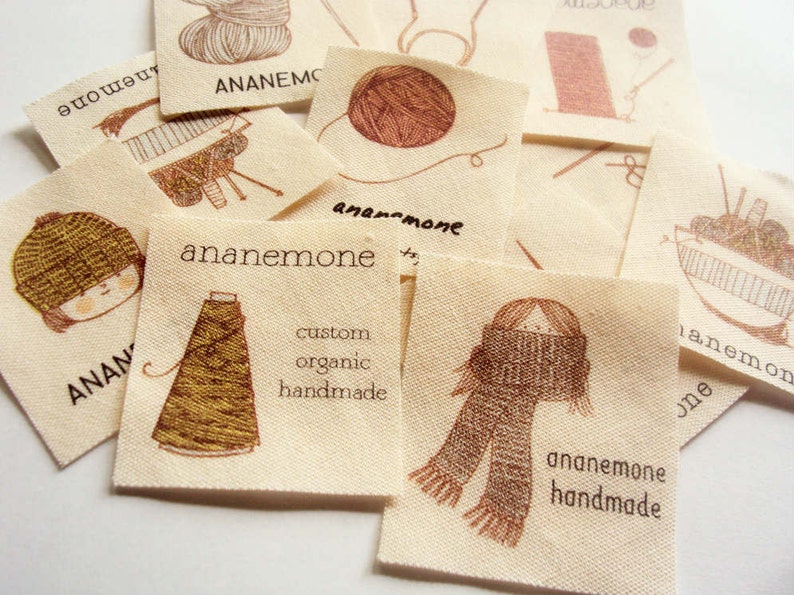 Personalized Knitting Labels, Fabric Tags for Handmade Items Crochet or Knitting Gift image 4