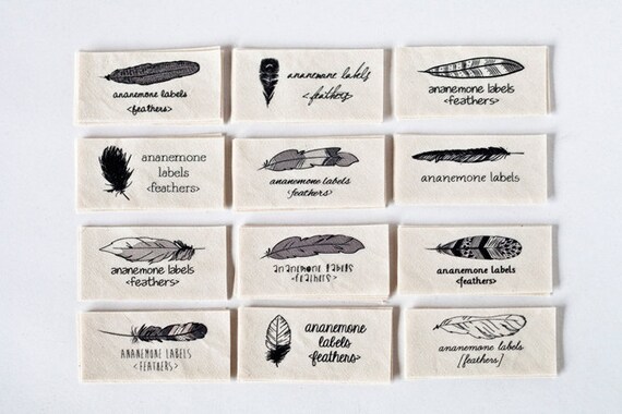 Personalized Sewing Labels With Feathers organic Tags, Cotton for Makers of  Handmade Items 