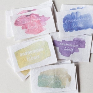 Watercolor Design Fabric Labels - personalized iron on tag for handmade items