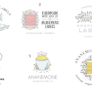 Custom Logo Labels for Handmade Items Designed with Delicate Sewing Artwork, Elegant Fonts, and Your Custom Text image 5