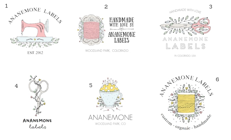 Custom Logo Labels for Handmade Items Designed with Delicate Sewing Artwork, Elegant Fonts, and Your Custom Text image 5