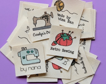 Custom Sew-In Labels: Organic Cotton Clothing Tags, Handmade Item Labels (Set of 75)