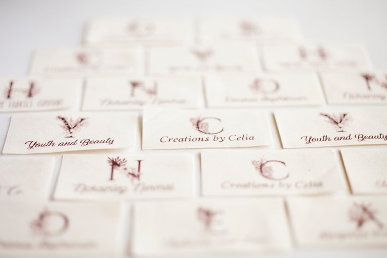 Floral Monogram Fabric Labels, organic cotton sewing tags for handmade items and clothing, customized image 3