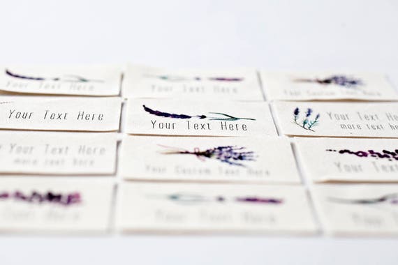 Personalized Sewing Labels, Lavender Watercolor Design With Custom Text  organic Cotton, for Handmade Items 