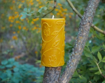Large Hand-Poured Beeswax Altar Candle - Forest Floor