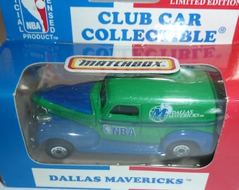 Dallas Mavericks 1995 Matchbox Diecast '39 Chevy Sedan NBA 1:63 Scale Collectible Car Australia Release Vintage Mint Package Rare Import Toy