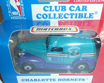 Charlotte Hornets 1995 Matchbox Diecast '39 Chevy Sedan NBA 1:63 Scale Collectible Car Australia Release Vintage In Package Rare Import Toy