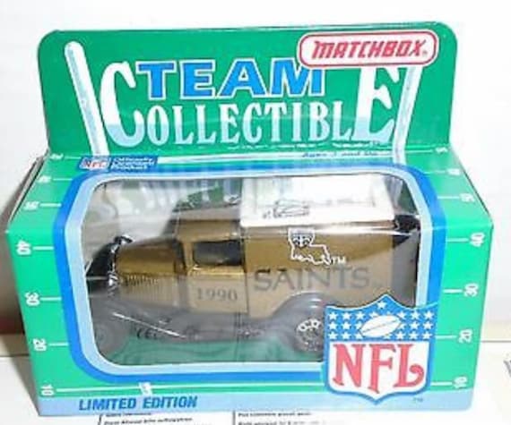 New Orleans Saints 1990 Matchbox White Rose NFL Diecast Ford Model A Truck  1/64 Scale Toy Car Mint in Package Pristine!