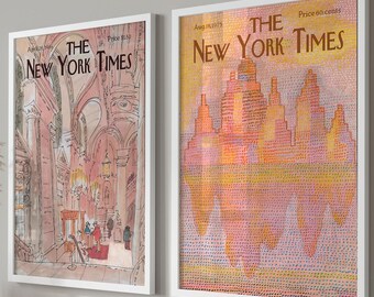 Retro New York Times Magazine Cover Art Print Set