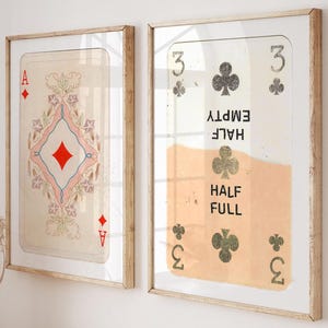Set di 2 stampe murali retrò alla moda, poster Lucky You, stampe murali vintage con carte da gioco, poster con carte Red Ace per soggiorno, casa o ufficio