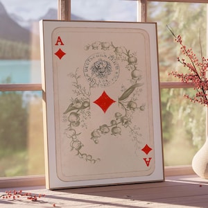 Trendy Retro Ace Card Wandkunst, Lucky You Poster, Trendy Ästhetischer Druck, Spielkarte Wandkunst, Rot Ace Card Print, Trendy Ace Funky Poster