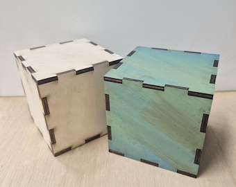 Fingergelenk Box Laserschnitt Datei svg ai dxf | 100 mm Würfel | 5 mm Holz | Aufbewahrungsbox Vorlage für Glowforge, xTool, CNC