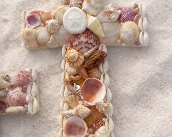 Handmade Coastal Shell Hanging Wall Cross – Coastal & Beach Home Décor