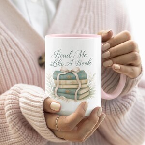 Coquette Book Lover Mug, Read Me Like a Book, Aesthetic Pink Mug, Gift for Reader Bookish Girl, Literary Cute Coffee Cup, Coquette Gift
