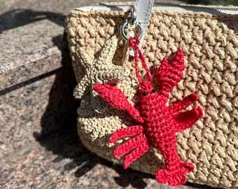 Raffia Lobster Bag Charm: Handmade Marine Accessory