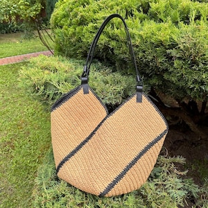 Crochet raffia bag, Large summer bag, Trawel Tote