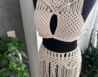 Macrame Skirt and Bra Set: Boho Festival Outfit