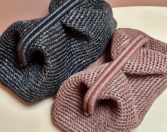 Crochet Purse, Cloud Bag, Crochet Raffia Handbag