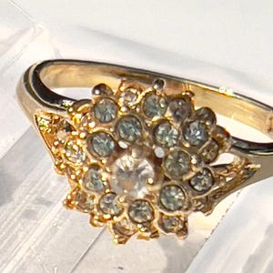 18K Heavy Gold Electroplated Art Deco Vintage Statement Tiered Cocktail Ring