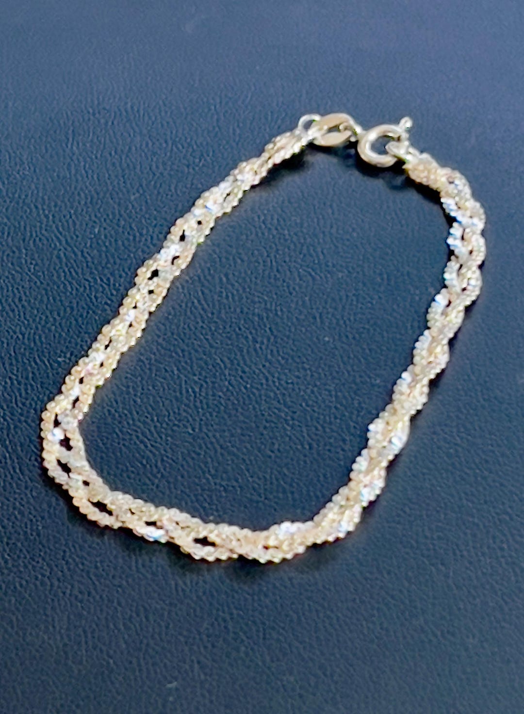 0030~Braided Old Silver Stiff Bracelet main image 0