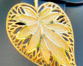 Coro Gold Tone Textured Leaf Brooch Pin