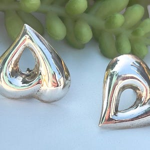 Sterling Silver Pierced Heart-Shaped Stud Vintage Earrings