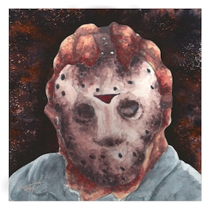 Viernes 13 Jason va al infierno: El viernes final Impresión artística cuadrada de 8 1/2”, Jason Mask