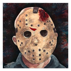 Viernes 13: El capítulo final, impresión artística cuadrada de 8 1/2”, Jason Mask