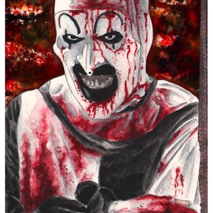 Art the Clown 8 1/2” x 11 bordered art print, Terrifier 2