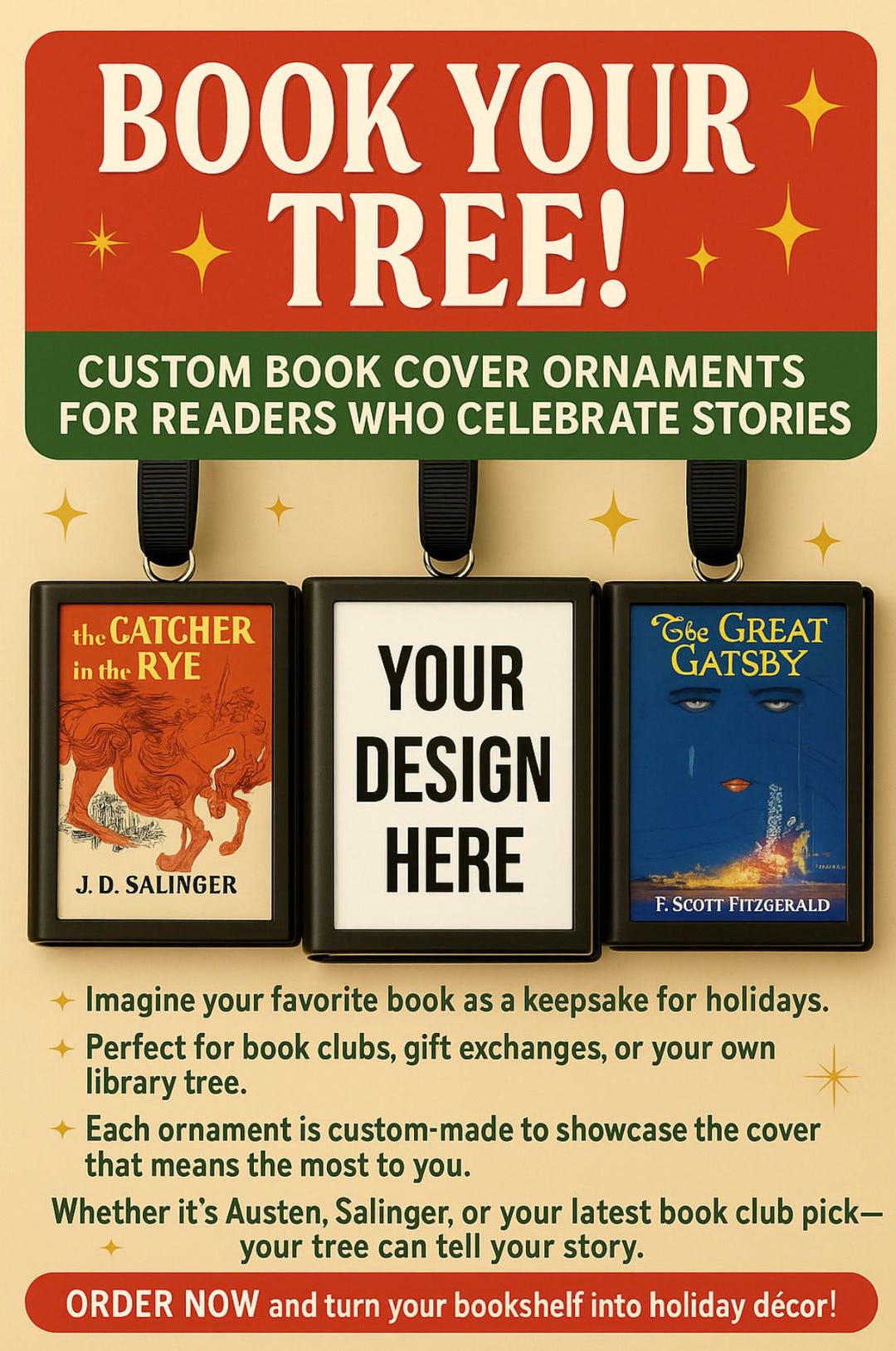 Custom Book Cover Ornaments for Readers Who Celebrate Stories Etsy