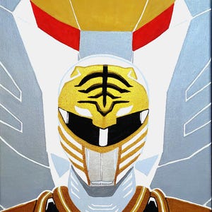 White Ranger with Tigerzord background.