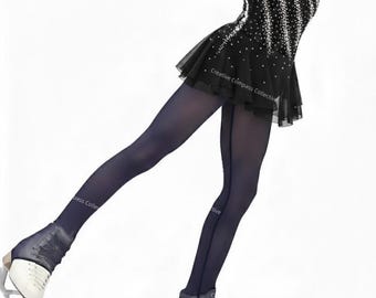 Mallas de patinaje de malla negra con clips para botas