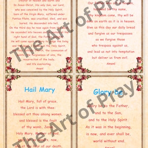 How to Pray the Rosary. Printable Prayer Cards, the 20 mysteries plus a bonus. Digital Download. Como rezar el Rosario version en español.