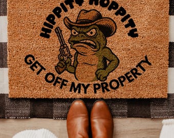 Hippity Hoppity Get Off My Property Doormat | Welcome Mat | Funny Gift | Front Door Mat | Outdoor Decor | Funny Doormat | Home Gift