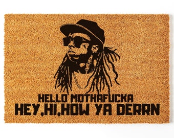 Doormat Lil Wayne Hello Mothafucka | Lyric Doormat | Welcome Mat Funny Door Mat | Front Door Mat | Outdoor Welcome Mat | Funny Door Mat