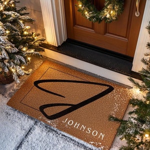 Personalized Monogram Doormat | Custom Welcome Mats for Unique Gifts | Single Initial Monogram Doormat | Last Name Doormat