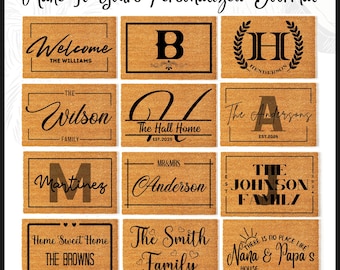 Personalized Coir Doormat Custom Welcome Mat for Christmas | Customized Doormat | Family Name Doormat | Realtor Closing Gift | Xmas Gifts