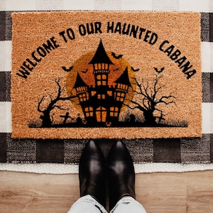Geisterhaus Fußmatte | Halloween-Dekoration | Halloween Outdoor Porch Decor | Halloween Tür Dekor | Summerween Dekor | Herbst Dekor