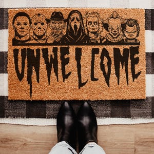 Unwelcome Doormat | Halloween Doormat | Halloween Home Decor | Spooky Door Mat | Horror Characters Mat | Horror Doormat | Horror Movie Mat