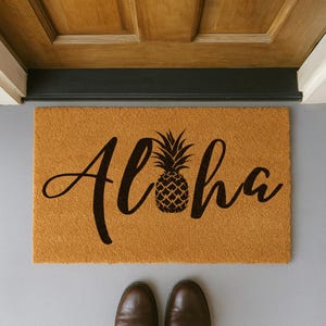Aloha Welcome Mat | Pineapple Doormat | Front Door Welcome Mat Aloha | Tropical Welcome | Summer Door Mat | Beach Door Mat | Beach Decor