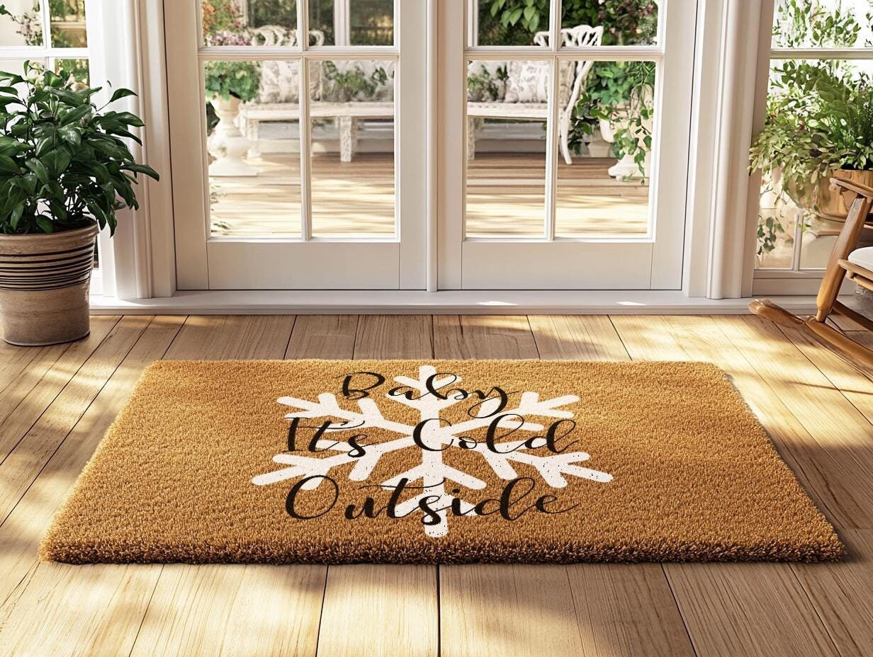 Winter Doormat | Farmhouse Winter Decor | Snowflake Front Door Mat ...