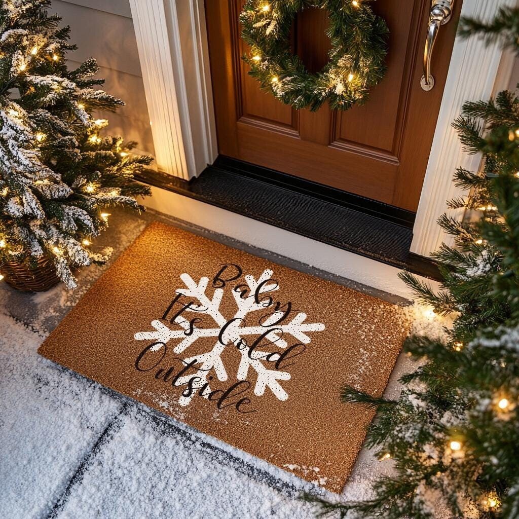 Winter Doormat | Farmhouse Winter Decor | Snowflake Front Door Mat ...