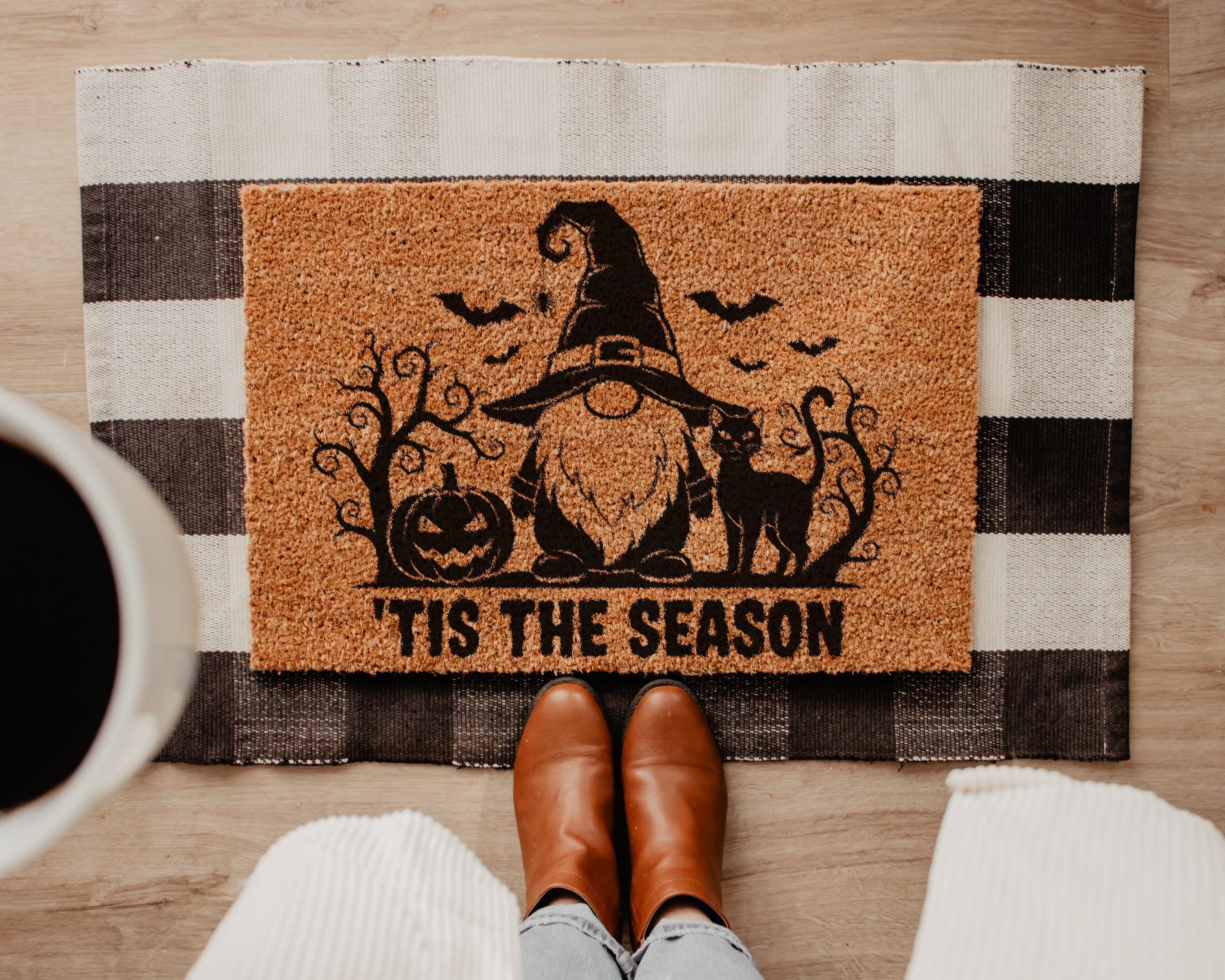 Fall Doormat | Tis the Season Doormat | Halloween Pumpkin Doormat