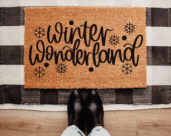 Winter Wonderland Doormat | Winter Doormat | Front Door Mat | Christmas Doormat | Snowflake Doormat | Holiday Door Decor