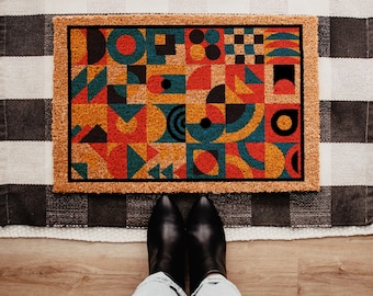 Modern Bauhaus Style Doormat | Geometric Welcome Doormat | Modern Entryway Mat | Vintage Doormat | Front Door Mat | Abstract Home Decor