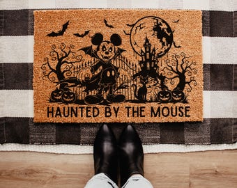 Halloween Mickey Mouse Door Decor | Mickey Ghost Mat | Halloween Doormat | Disneyland Doormat | Halloween Home Decor | Spooky Decor
